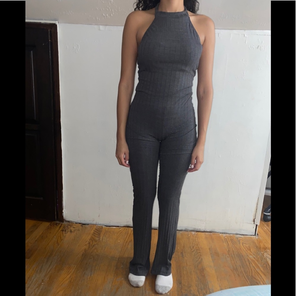 Grey Backless Jumpsuit